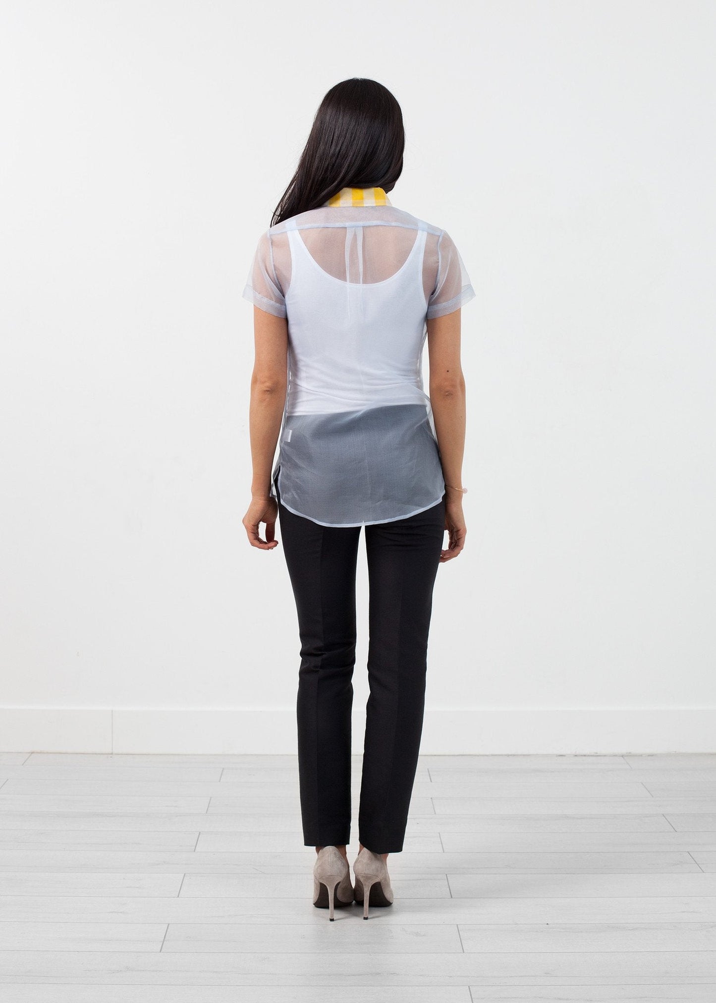 sheer button-up blouse in pale blue women's button-ups *** 222
