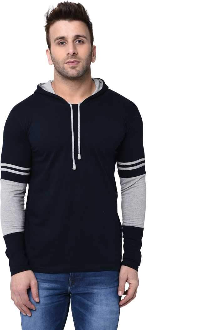 Striped Men Hooded Neck T-Shirt