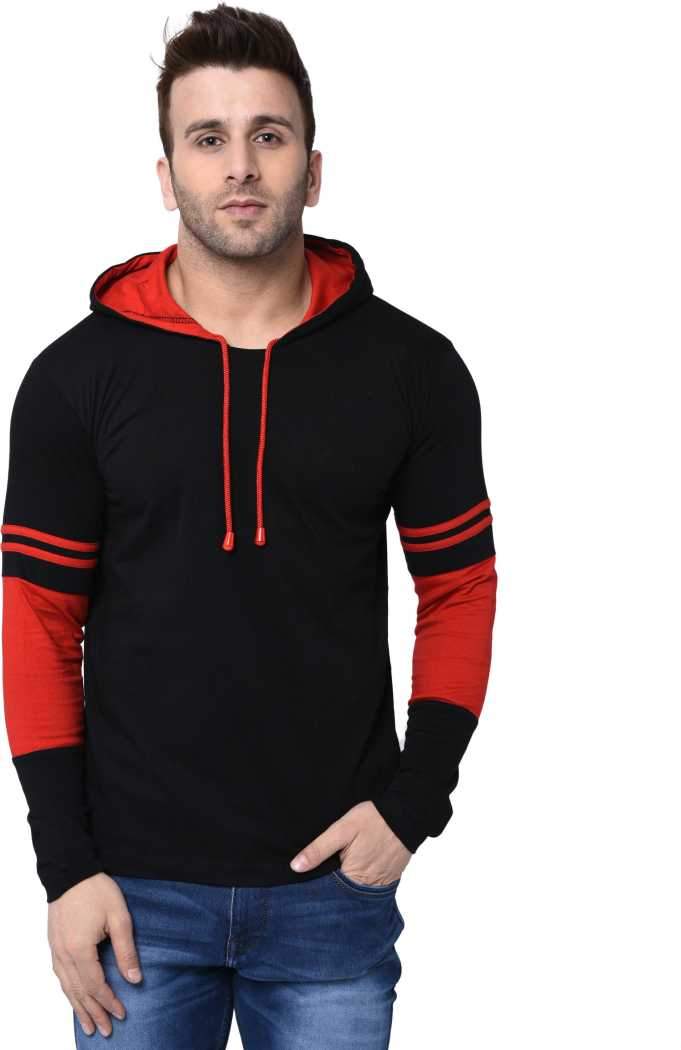 Striped Men Hooded Neck T-Shirt