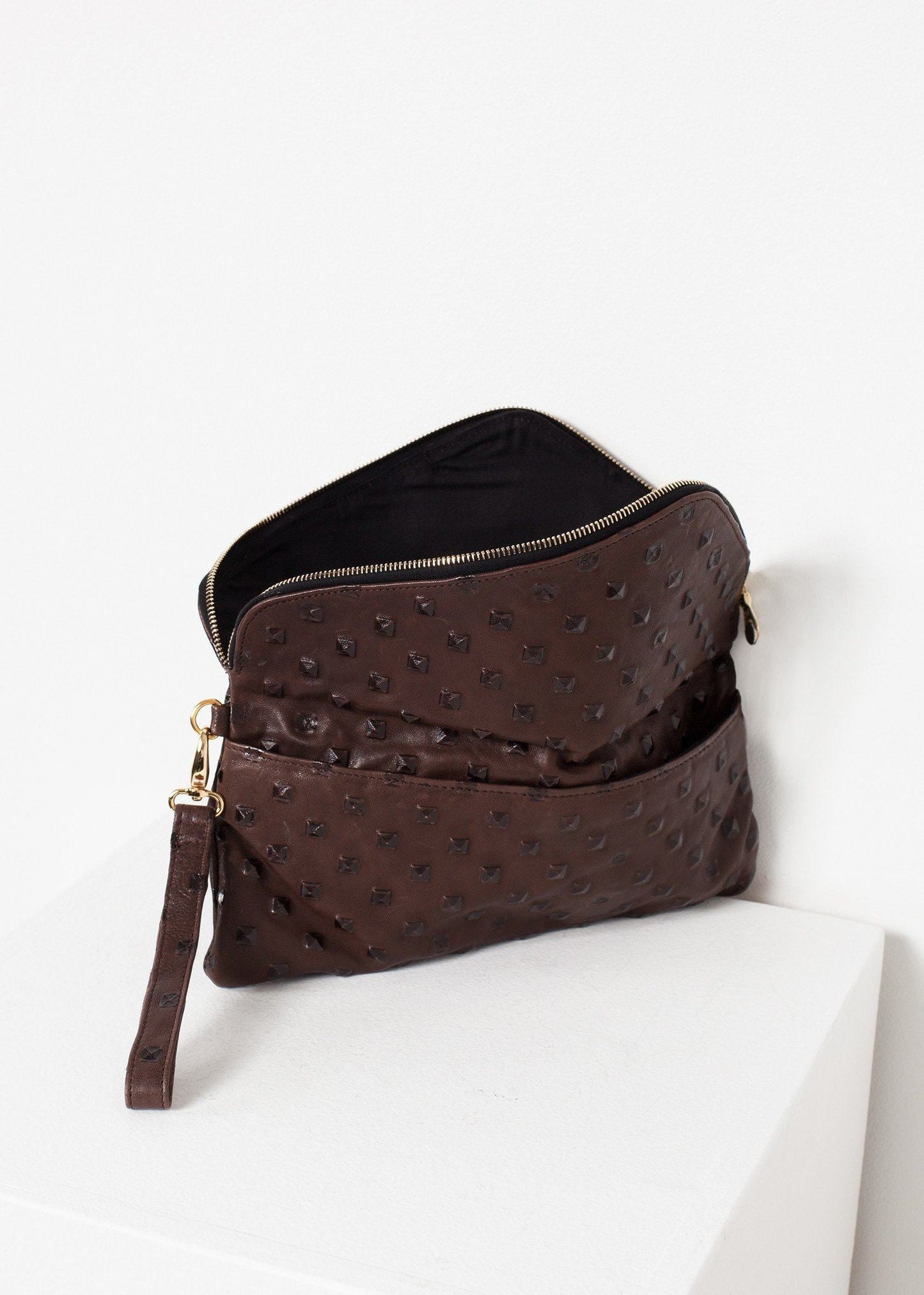 roxanne leather clutch in brown women's bags *** 222