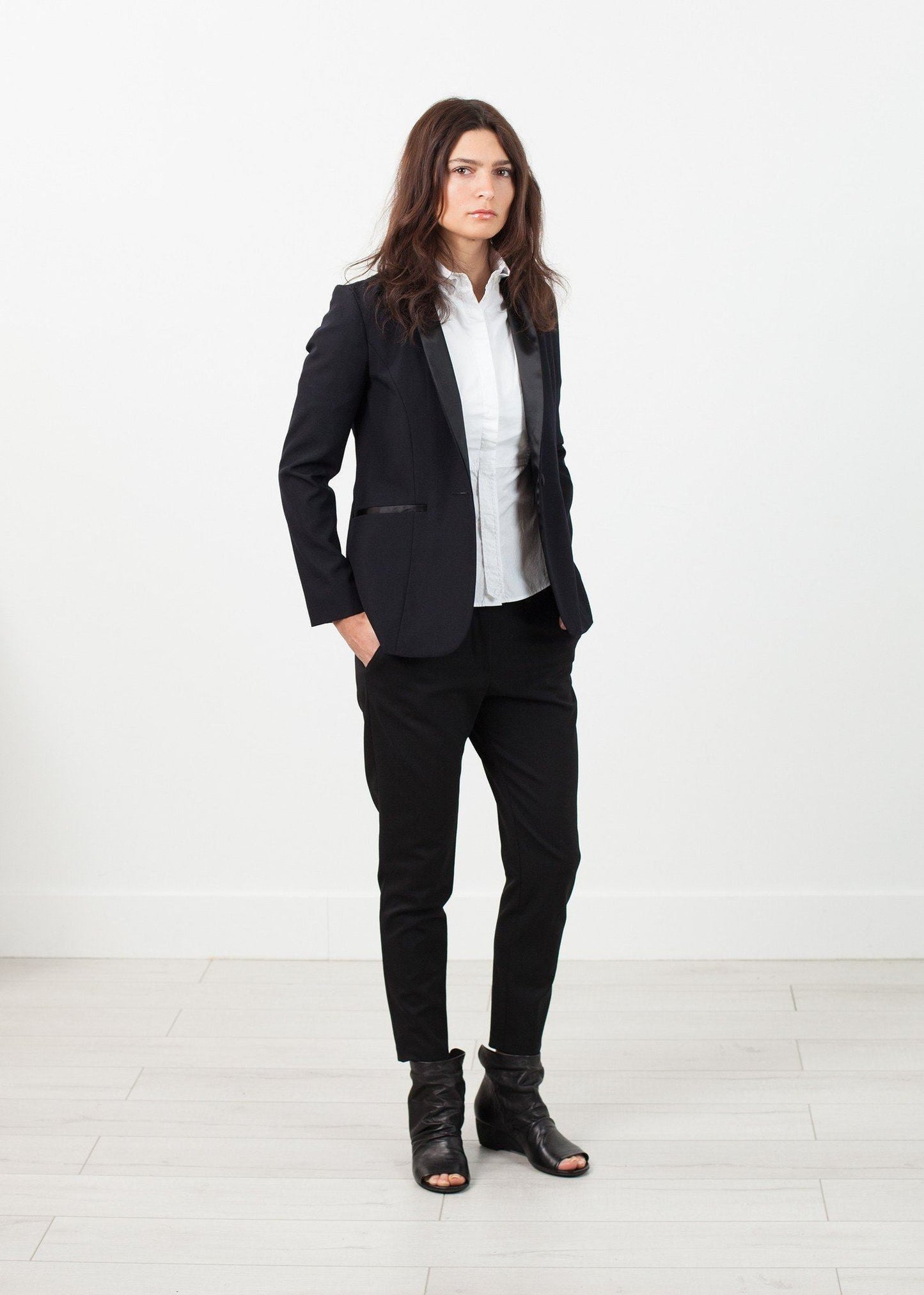 shawl collar blazer in black women's coats & jackets *** 222