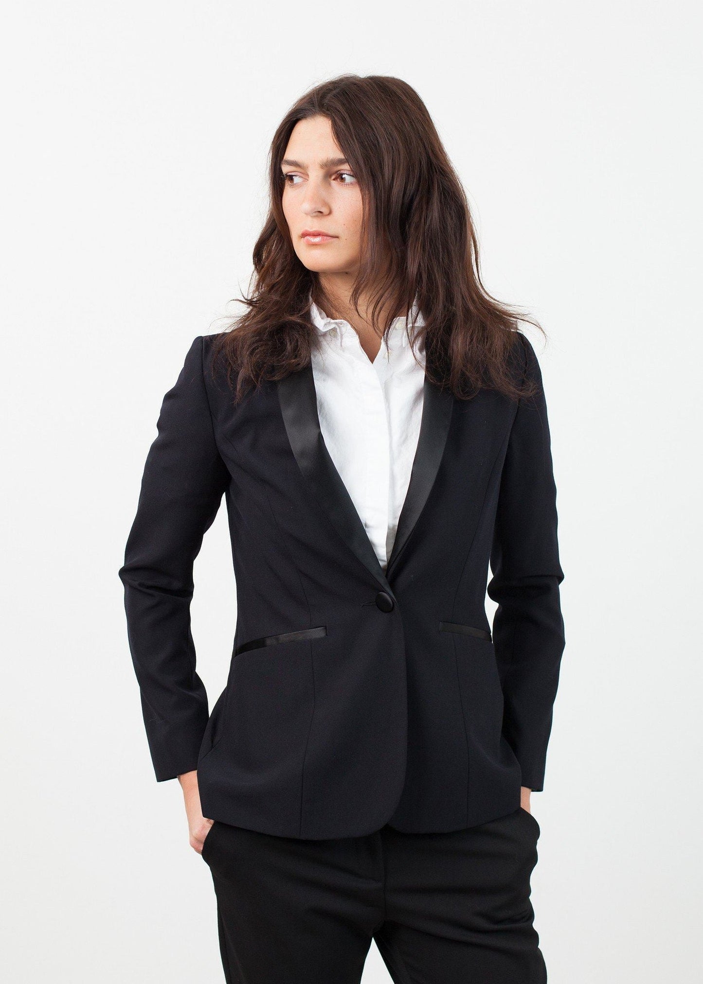 shawl collar blazer in black women's coats & jackets *** 222