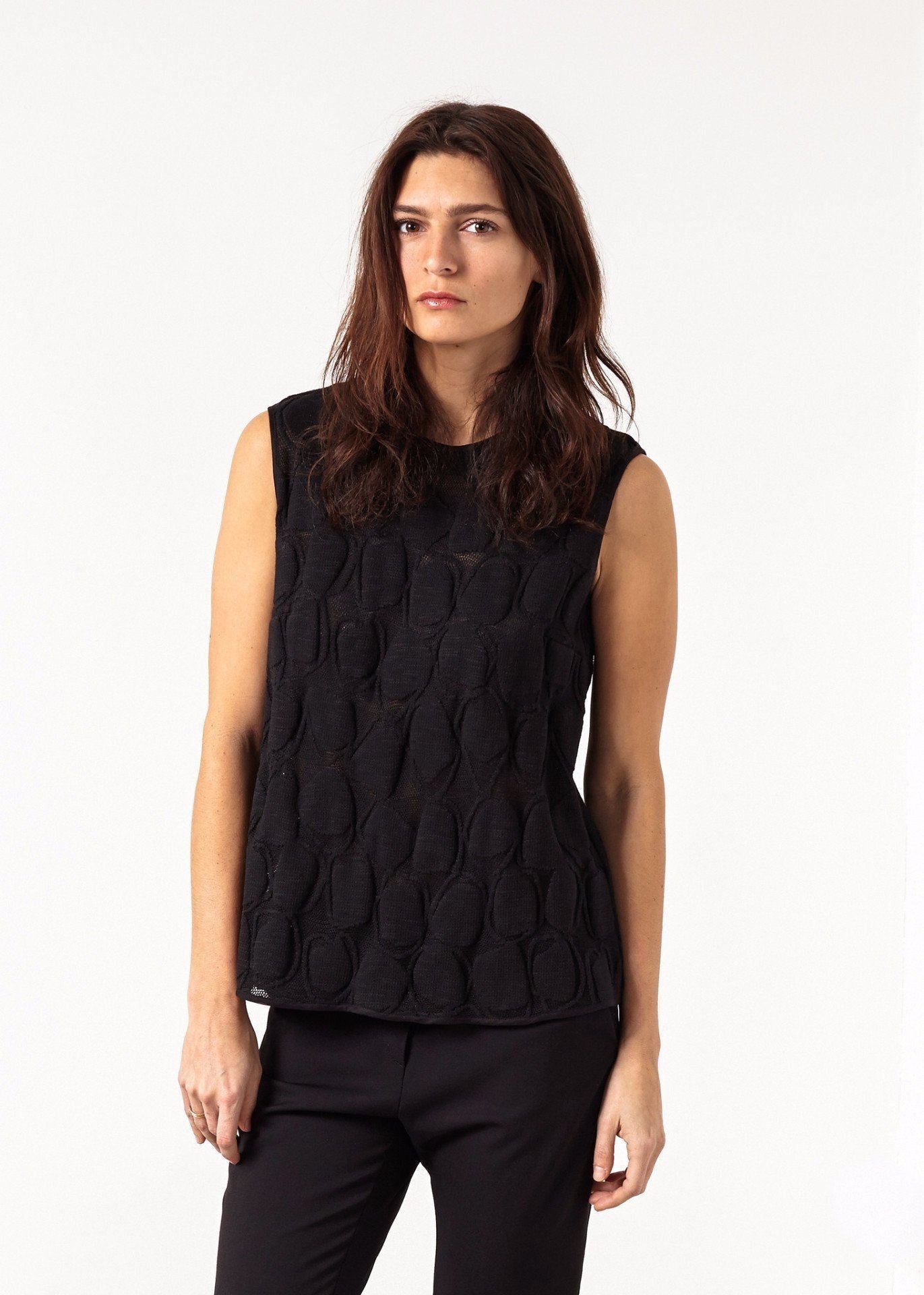 zip back circle blouse in black women's tops *** 222