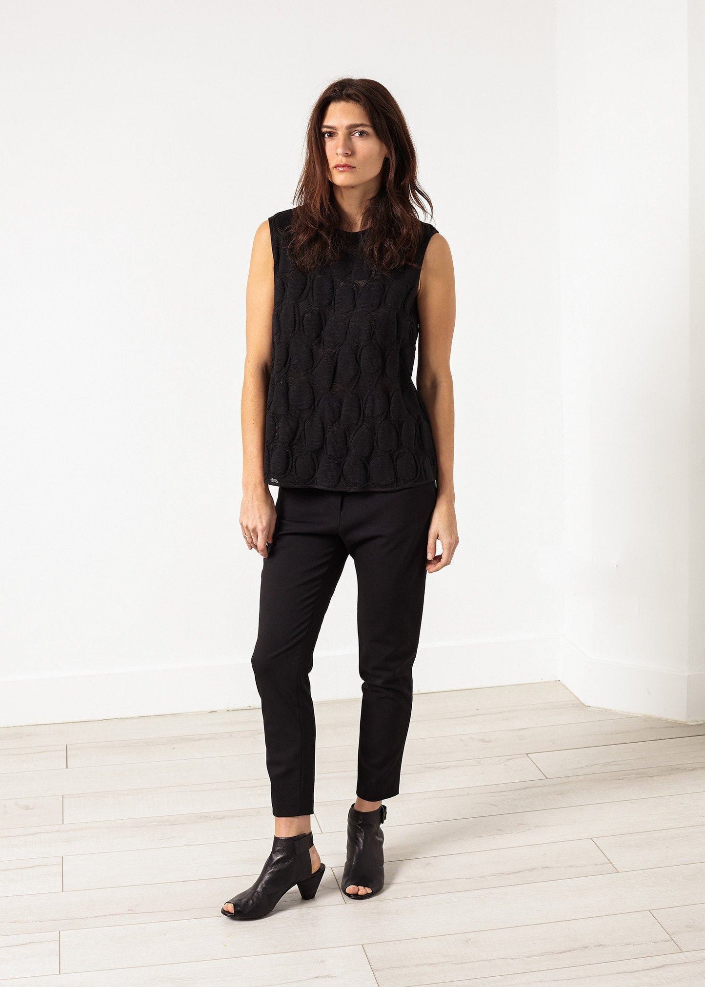 zip back circle blouse in black women's tops *** 222