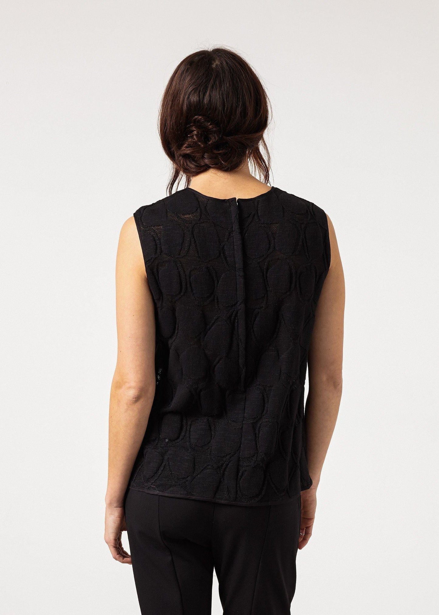 zip back circle blouse in black women's tops *** 222
