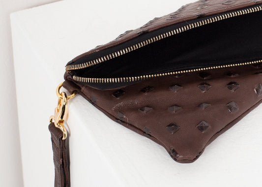 roxanne leather clutch in brown women's bags  *** 222